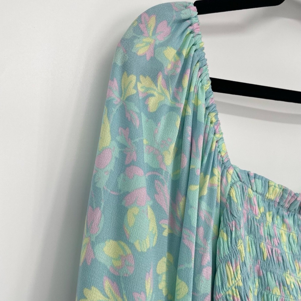 BP Womens Off Shoulder Coquette Fairycore Flutter Sleeve Pastel Floral Blouse 3X - Picture 7 of 8